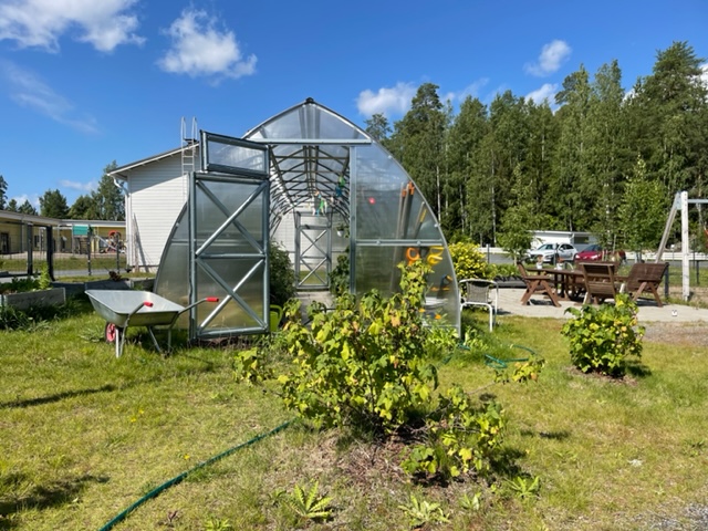 Retiisin piha, jossa kasvihuone
