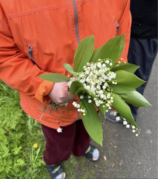 Henkilö pitelee kielokimppua
